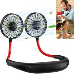 New USB Rechargeable Personal Mini Neckband Double Fan