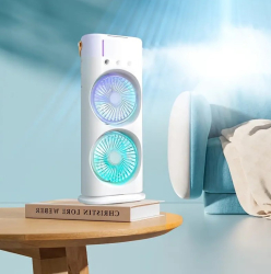 Rechargeable Remote Control Double Head Spray Cooling Fan